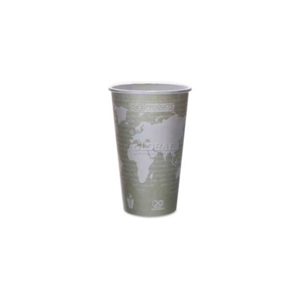 Eco-Products Hot Paper Cups, World Art, 16 Oz., Plant-Based Resin Inner Lining, 50/Pack, Green ECOEPBHC16WA - main